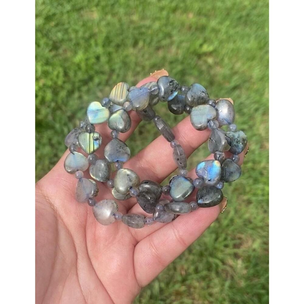 High Quality Labradorite Hearts Beads Bracelet